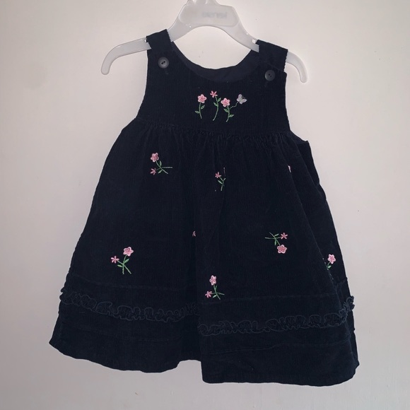 Vintage Other - Vintage Corduroy Floral and Butterfly Overall Dress